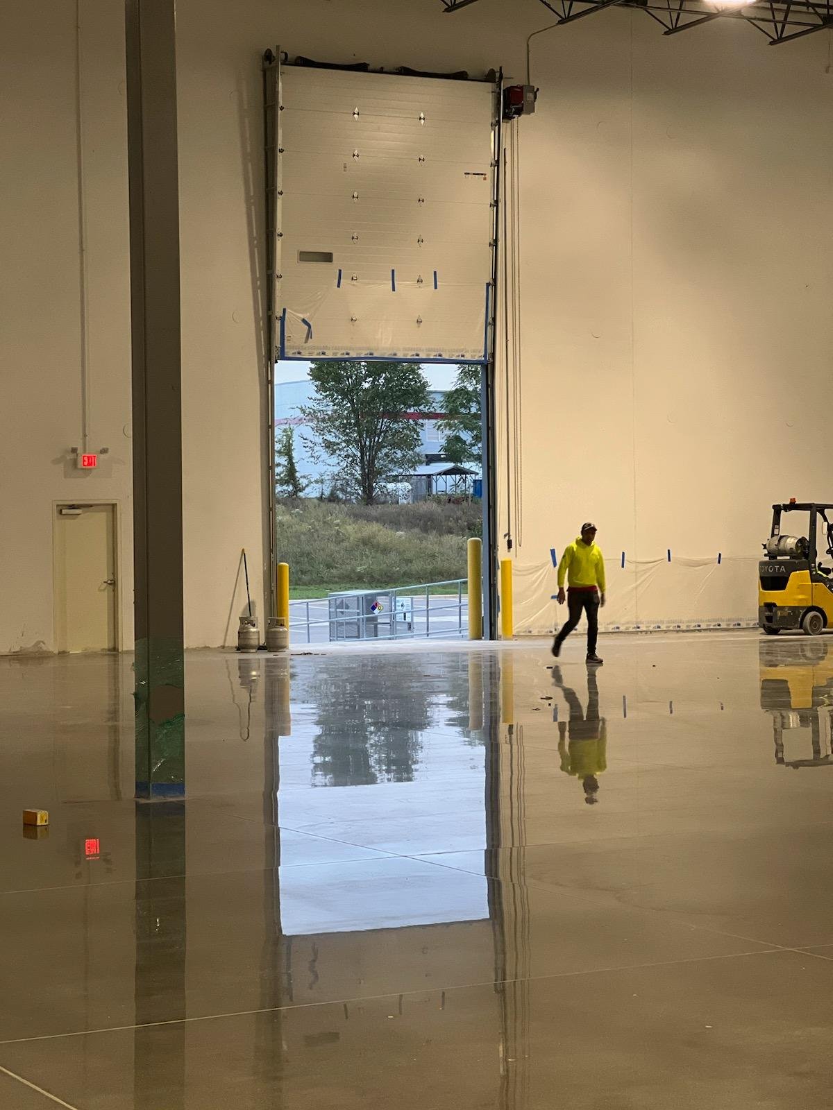 Mirror-like reflectivity at the loading dock entrance of the Assurant warehouse