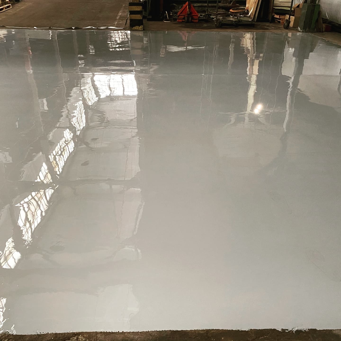 Completed institutional epoxy floor with high-gloss finish