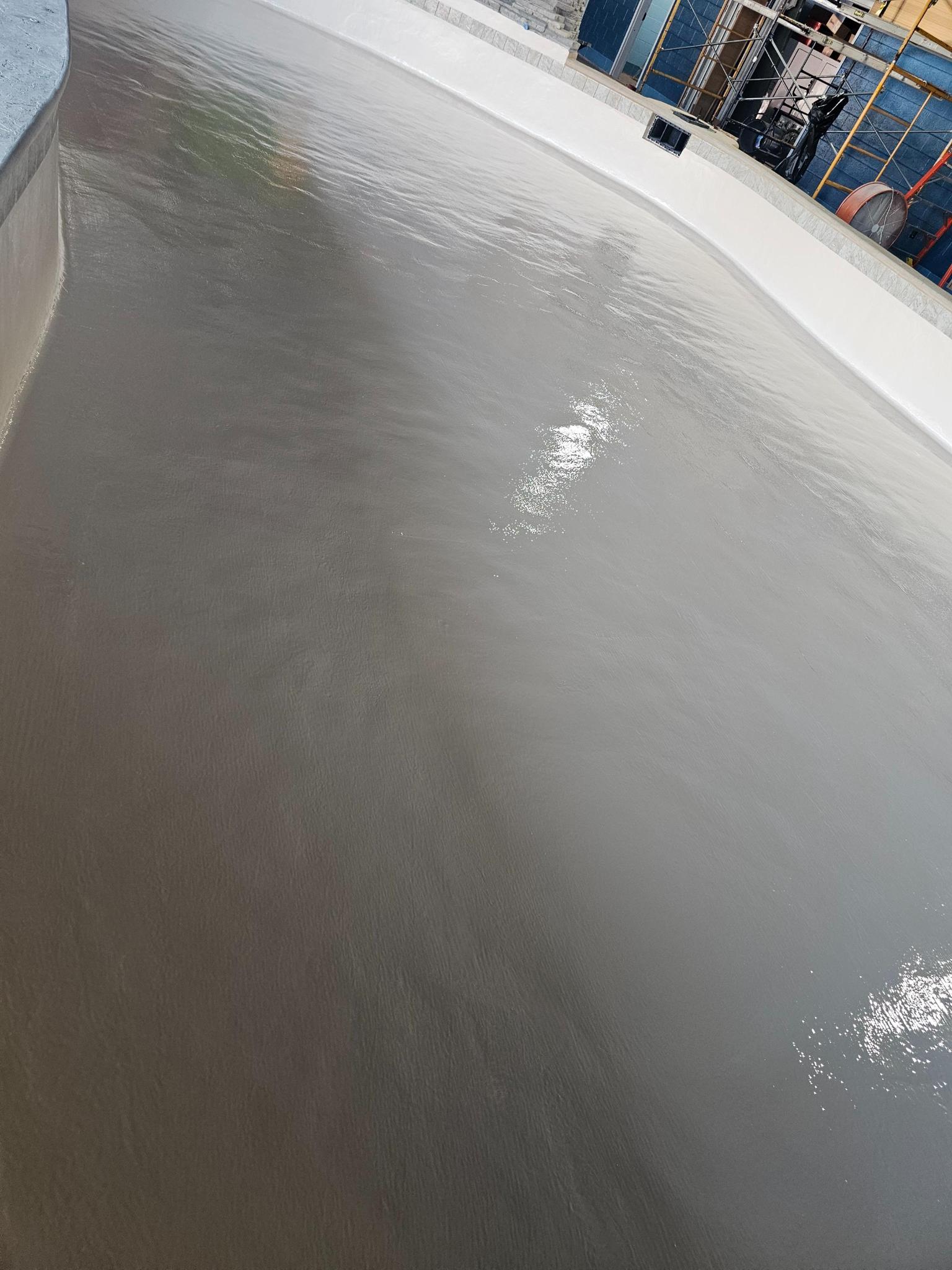 Waterproof coating edge detail on the finished tank