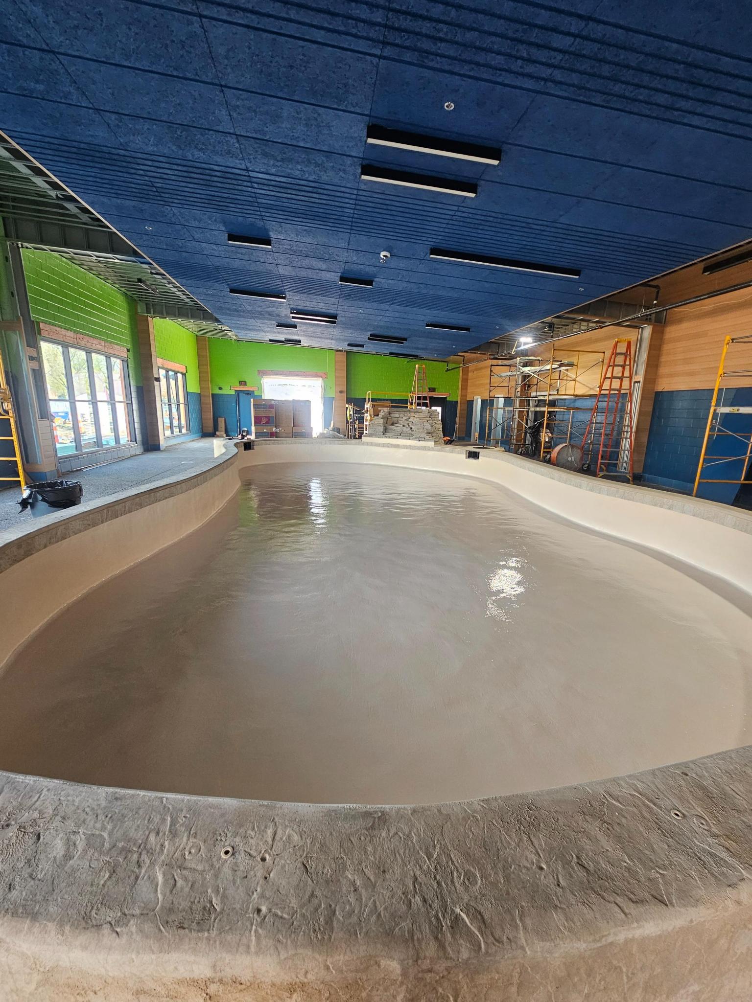 Full view of the completed wildlife tank coating