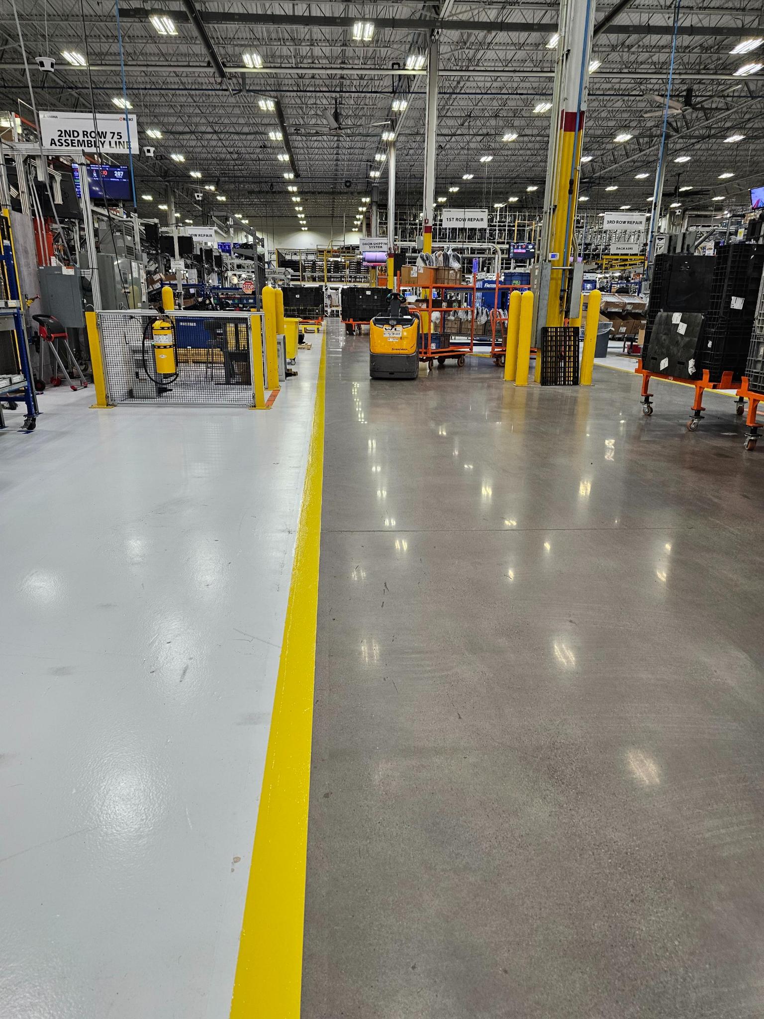Magna white epoxy coating with safety striping