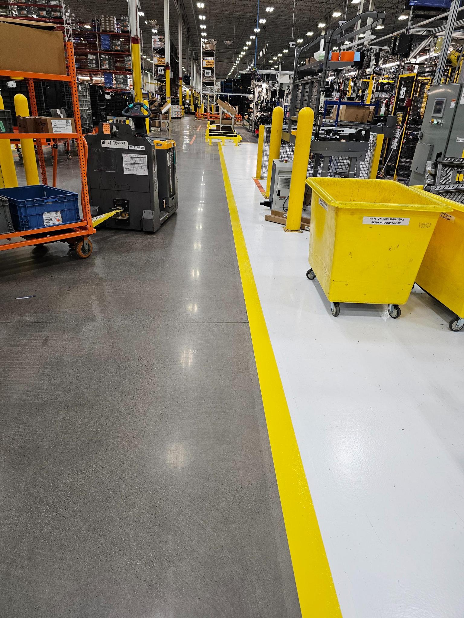 Assembly line walkway epoxy coating