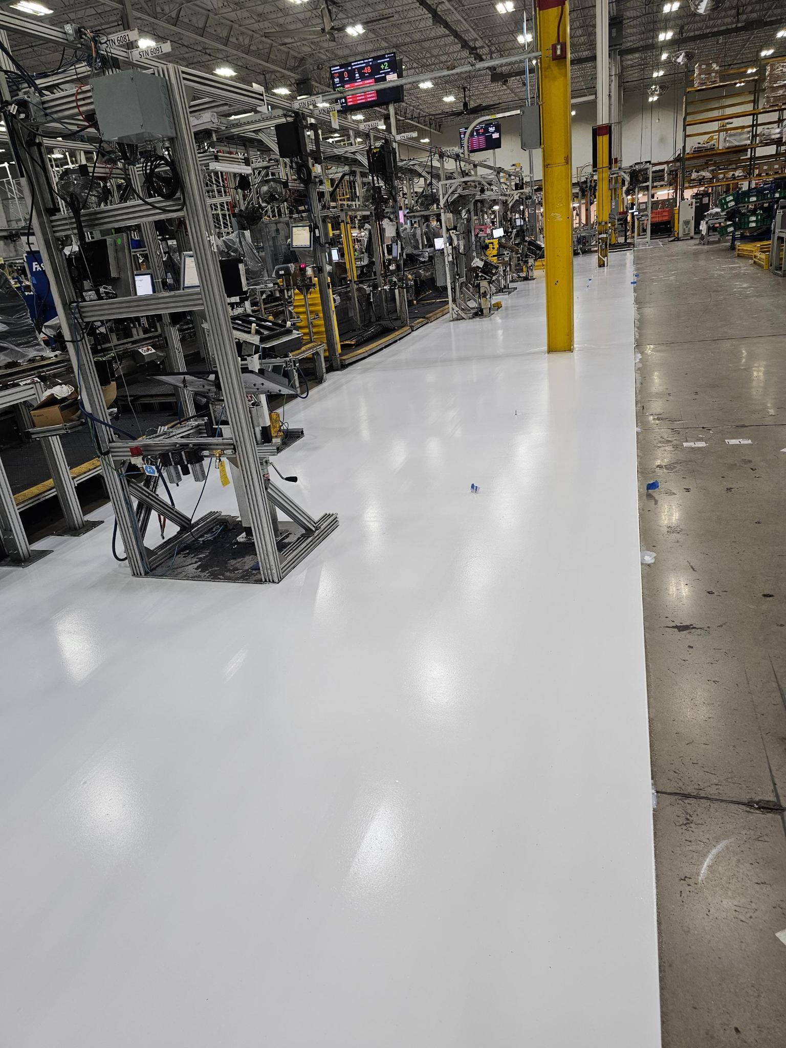 Assembly line aisle coating detail